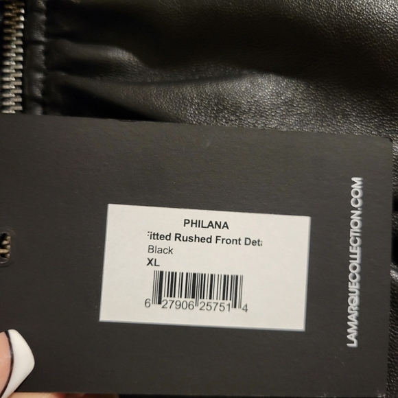 LaMarque Philana Ruched Leather Biker Jacket SZ XL - Picture 5 of 7